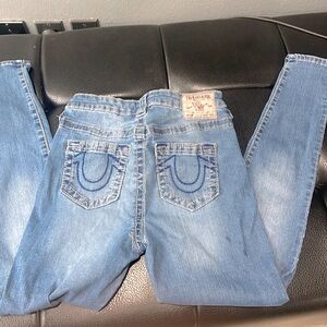 TRUE RELIGION T STITCH SKINNY JEANS